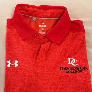 Under Armour Red Polo Shirt with Davidson College Logo